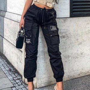 Manière De Voir Black Cargo Pants with Chain UK 6